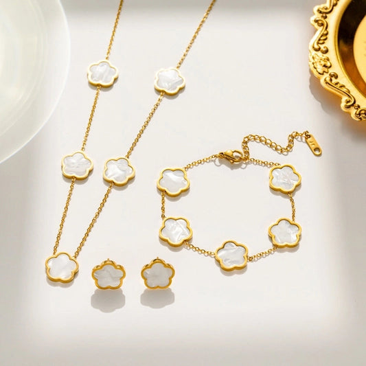 ENSEMBLE 3 PIECES - Trifogli blanc or
