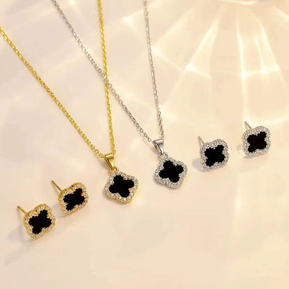 ENSEMBLE 2 PIECES - Trèfles noir strass O.